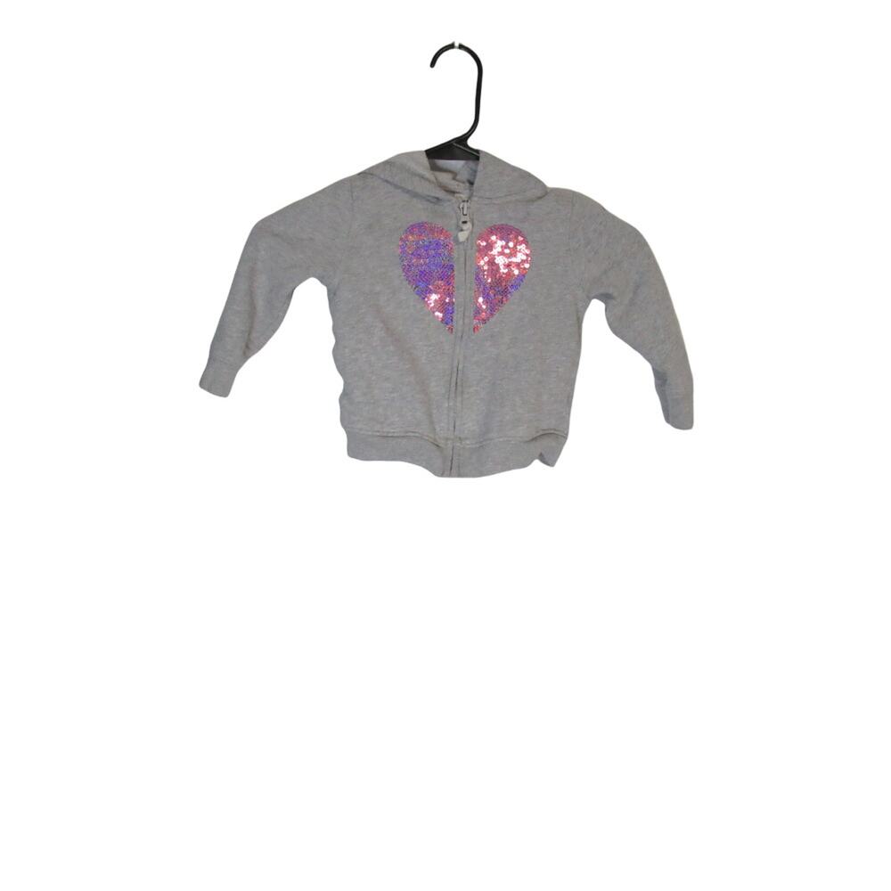 #48 Carter's grey hoodie with sequins pink purple heart